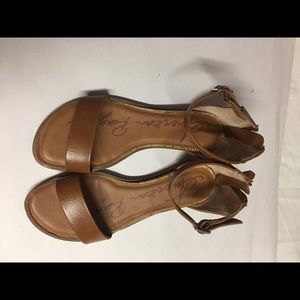 American Rag brown strap sandal small wedge cork